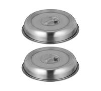 2 Pcs Indoor Griddle Dessert Dome Cover Cake Stand Cover Grill Dome Cover Round Grilling Flat Metal Basting Cover