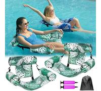 2 PCS Inflatable Pool Floats Adult,Tropical Pool Inflatables Chair,Must-Have Water Hammock for Adult,3-Tube Stable Floats Lounge Chair,Durable PVC,for Summer Party Beach Lake Swimming(Green)