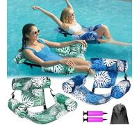 2 PCS Inflatable Pool Floats Adult,Tropical Pool Inflatables Chair,Must-Have Water Hammock for Adult,3-Tube Stable Floats Lounge Chair,Durable PVC,for Summer Party Beach Lake Swimming(Multicolor)