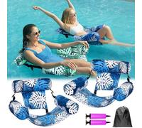2 PCS Inflatable Pool Floats Adult,Tropical Pool Inflatables Chair,Must-Have Water Hammock for Adult,3-Tube Stable Floats Lounge Chair,Durable PVC,for Summer Party Beach Lake Swimming(Blue)