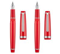 2 PCS Jinhao 82 pluma estilográfica de resina Iridium Extra Fino y punta fina con convertidor, rojo con clip plateado Juego de bolígrafos