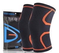 2 Pcs Juego de rodilleras para mujer y hombre,Rodillera Deportiva para Unisex,Rodilleras de compresión Transpirable y Antideslizante, Naranja,S