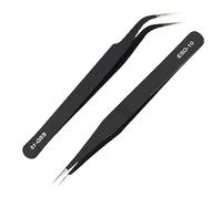 2 pcs Kit de ESD Pinzas antiestática Set,Juego De Pinzas De Precisión,Pinzas Artesanales de Acero Inoxidable,Para Electrónica, Joyería, Artesanías, Trabajos De Laboratorio