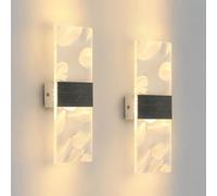 2 Pcs Lámpara de Pared Led 12W, 3000K Blanco Cálido Aplique de Pared Interior Moderno Acrílico Pluma, Aplique Pared Led Moderno para Dormitorio, Salón, Escalera, Pasillo