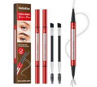 2 PCS Lapiz Cejas Microblading Lapiz de Cejas Microblading Diseño en Doble Punta Impermeable Resistente Al Sudor y a Las Manchas Apto para Todos Los Tonos de Piel Marrón con 1 Pincel