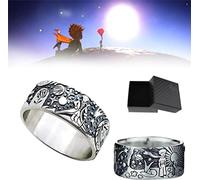 2 PCS Little Prince Ring with Gift Box, The Little Prince Universe Ring, Fairy Tale Rings, Men and Women Fashion Wild Ring Jewelry, Prince Love Symbol Ring, Classic Retro Jewelry (10)