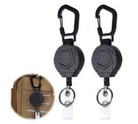 2 Pcs Llavero retráctil, Mosquetón Resistente,Extensible Llaveror, Titular de la Tarjeta de Identificación Retráctil, Llavero Titular con Fuerte ABS Carcasa