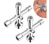 2 PCS Llaves triangulares de 4 Vías con 5 Tamaños (5mm/8mm/9mm/10mm/13mm) para Gabinetes Eléctricos, Válvulas de Agua y Gas, Contadores de Electricidad, Herramienta Multifuncional de Aleación de Zinc.