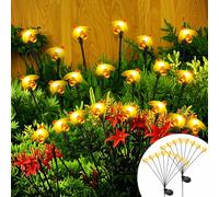 2 pcs Luces Solares LED Exterior Jardín Abejas, IP65 Impermeable Luces Solares Exterior, 60 LED Decoración Jardín Exteriors, Luz Solar Decorativa para Senda del Balcón Paisaje Iluminación