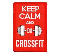 2 Pcs mantén la calma y haz crossfit parches bordados con aplicaciones y respaldo de gancho y bucle - insignia táctica de estilo punk adecuada para chalecos, chaquetas, mochilas y ropa