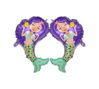 2 Pcs Mermaid Balloons Birthday Party Supplies Purple Mermaid Mylar Balloons for Mermaid Under The Sea Party Baby Shower Decorations
