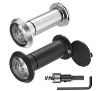 2 Pcs Mirilla Puerta, Mirillas para Puertas Seguridad con Cubierta de Privacidad, Gran Angular de 200°, para Puertas de 35 a 60 mm Grosor, para Casa, Oficina, Hotel, con Taladro, Negro/Plateado