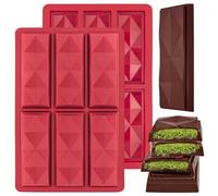 2 Pcs Molde Silicona Chocolate Profundos Forma Rombo, Moldes Tableta Chocolate Alimenticio para Barra Chocolat Dubai y Reposteria