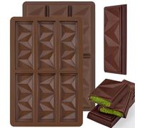 2 Pcs Molde Tableta Chocolate Forma Dubai Triángulo Cuadrado, Moldes Silicona Barra Chocolate Turron de Alimenticio Rectángulo para Reposteria y Pasteleria