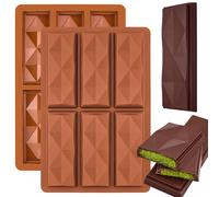 2 Pcs Molde Tableta Silicona Chocolate Dubai Geometric, Moldes Barra Chocolate Turron de Antiadherentes para Chocolat Forma Dubai y Reposteria Alimenticio