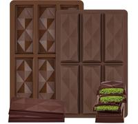 2 Pcs Molde Tableta Silicona Chocolate Dubai Rombo, Moldes Barra Chocolate Turron de Antiadherentes para Chocolat Forma Dubai y Reposteria Alimenticio