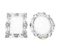 2 Pcs Nail Art Palette Resin Mixing Board with Vintage Silver Metal Rim