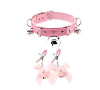 2 Pcs/pack Bõndägë Set Collar de Cuello y Clip kit Para Wòmen Y Mán(Rosa)