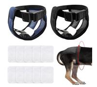 2 Pcs Pañales para Perros Hembra Macho, Pañal Perro Hembra Macho Reutilizables Lavables Ajustables, Bragas Perras Menstruales para Cintura de 50-60 cm, XL, con 10 Compresas para Regla Perro
