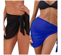 2 pcs Pareos Playa Mujer, Pareo Traje de Baño Gasa Falda Corta Sarong Elegante Encubrimiento Bikini Cubrir Chal Vacaciones Piscina Verano