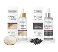 2 PCS Peel Shot Glow Rice Ampoule Duo,Exfoliante Peel Shot,Exfoliante Doble Acción con Esencia Arroz Blanco y Negro Que Elimina Los Puntos Negros,Hidrata y Da Brillo Piel(100ml)