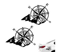2 Pcs Pegatina De Coche, Pegatina De Brújula De Montaña, Pegatinas De Capó De Coche, Off-Road Brújula Pegatinas Engomada del Coche, para Coche Que Acampan Al Aire Libre, SUV, Caravanas, Motocicleta