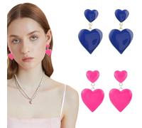 2 PCS Pendientes de Corazón Pendientes de Acrílico Pendientes Vintage Pendientes de Corazón de Amor Día de San Día Madre Valentín Cumpleaños Pendientes Corazón para Mujeres y Niñas