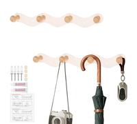 2 Pcs Perchero de Pared Blanco Ondulado de 33cm Colgador de Ropa Pared con 4 Ganchos de Madera Percha Colgar Chaquetas Llaves Toallas Recibidor Baño Dormitorio con Tornillos o Adhesivo Sin Taladro