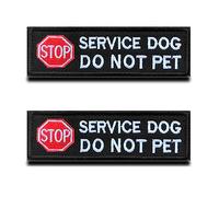 2 Pcs Perro de Servicio No Acariciar STOP Señal de Advertencia Chaleco/Arnés Parches Ganchos y Lazo Divertido Emblema para de Adiestrar Perro de Trabajo Perro de Servicio Perro Guía