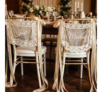 2 Pcs Personalizados Para Sillas De Boda De Encaje, Decoración Personalizada Para Sillas De Novia Y Novio, Decoración Del Respaldo De La Silla De Tul Para La Recepción De La Boda(Square-shaped)
