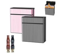 2 Pcs Pitilleras para Cigarrillos, Cajas de Cigarrillos Portátil para Hombre y Mujer + 2 Boquilla para Cigarrillos, Capacidad para 40 Cigarrillos, Accesorio para Cigarrillos Estuche Reutilizable (B)