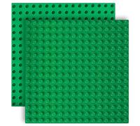 2 Pcs Placa de Construcción Compatible con Lego Duplo, Placa Base de 25x25cm, Juego de Placas Verdes Compatible con Lego, Juego Creativo, Verdes