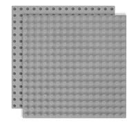 2 Pcs Placa de Construcción Compatible con Lego Duplo, Placa Base de 25x25cm, Juego de Placas Verdes Compatible con Lego, Juego Creativo, Gris