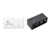 2 Pcs Poe Splitter Injector Rj45 5.5mm X 2.1mm Input Passive Poe Injector Splitter Adapter Connector, White & Black