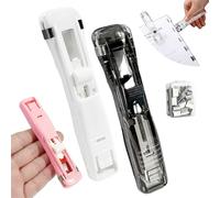 2 PCS Portable Binder Clip Stapler, Includes 50 Reusable Clips, Mini Stapler Handheld Dispenser for Efficient Paper Organizing, Easy to Load and Use, for Office School Home Use (White+Black)