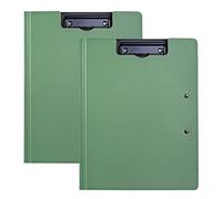 2 Pcs Portapapeles A4 con Doble Clip, Carpeta de Plástico Plegable, Ligero y Práctico para Escuela, Industria y Oficina, Clipboards Tablero de Escritura (Verde)