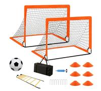 2 Pcs Portería Fútbol Adolescentes con Balón Tamaño 3, Bomba, 6 Conos y Bolsa de Transporte, Porterías de Fútbol Pop-Up Plegable, Kit Entrenamiento Futbol Portátil para Jardín, Playa,Exterior,Interior