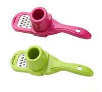 2 Pcs Prensadora de Ajos, Prensa Ajos Acero Inoxidable, Garlic Crusher para Jengibre, Cebolla, Pelador de Ajos, Prensa de Ajos Profesional, Fácil de Limpiar(Verde, Rojo)