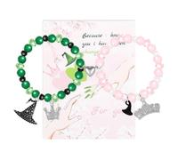 2 Pcs Pulseras Magnéticas para Parejas Mejores Amigos,Corona Sombrero de bruja Relación de Atracción Mutua Las Mejores Con Tarjeta de Felicitación Pulseras a Juego Parejas a Distancia para regalo