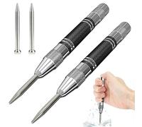 2 Pcs Punzon Automatico,Tensión Ajustable Punzón De Centro Automático,Perforadoras Centrales Automáticas,Punzón Central Automático con 2 Puntas de Repuesto,para Troquelar Madera Hierro Aluminio Vidrio