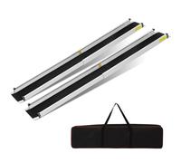 2 PCS Rampa para Silla de Ruedas, Rampa de Acceso de 120-213 cm, Capacidad de Carga de 272 kg, Rampas de Acceso Telescópicas de Longitud Ajustable para Sillas de Ruedas Antideslizantes