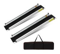 2 PCS Rampa para Silla de Ruedas, Rampa de Acceso de 76-122 cm, Capacidad de Carga de 272 kg, Rampas de Acceso Telescópicas de Longitud Ajustable para Sillas de Ruedas Antideslizantes