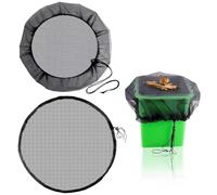 2 Pcs Red Protectora para Barril de Lluvia, 80 cm Cubierta de Malla para Barriles de Lluvia, Red Cubierta de Barril de lluvias con Cuerda de Tracción, Antimosquitos & Contra Hojas y Suciedad