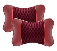 2 pcs Reposacabezas para Asiento Coche Cojin para Audi A3 8P 8V Sedan 2003-2023, Almohada para El Cuello De Cuero PU Viaje Almohada Almohada Soporte Cervical Y Cuello para Conducir, Red