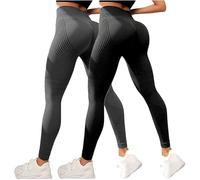 2 PCS Resistance Band Leggings, Anti Cellulite Leggings for Women, 3D High Waisted Butt Lifting Slimming Yoga Pants (Grey,L)