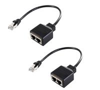 2 PCS RJ45 Ethernet Splitter, Divisor de 1 a 2 Adaptador, RJ45 Splitter Divisor de 1 a 2 Adaptador para Ethernet Cat 5 / 5e / 6/7 para Oficina en Casa