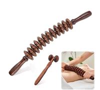 2 Pcs Rodillo Masaje Muscular, 12 Vueltas Maderoterapia Corporal 43cm y Barra Fascial Madera Puntos Gatillo, Lymphatic Drainage Drenaje Linfatico Piernas, Abdomen Alivio Dolor Muscular Relajación
