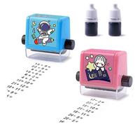 2 Pcs Roller Reusable Addition And Subtraction Roller Stamp, Math Exercises Within 100(blue+pink)
