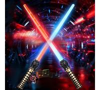 2 Pcs Sable de Luz,Mango de Aleación de Aluminio,2 En 1 Espada Laser 15 Colores,Espada Láser Star Wars Recargable con Sonido, Juguetes para Niños y Adultos Halloween Cosplay Guerra de Las Galaxias