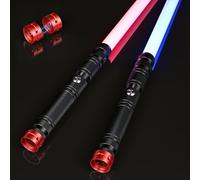 2 Pcs Sable de Luz,Mango de Aleación de Aluminio,2 En 1 Espada Laser 15 Colores,Espada Láser Star Wars Recargable con Sonido, Juguetes para Niños y Adultos Halloween Cosplay Guerra de Las Galaxias